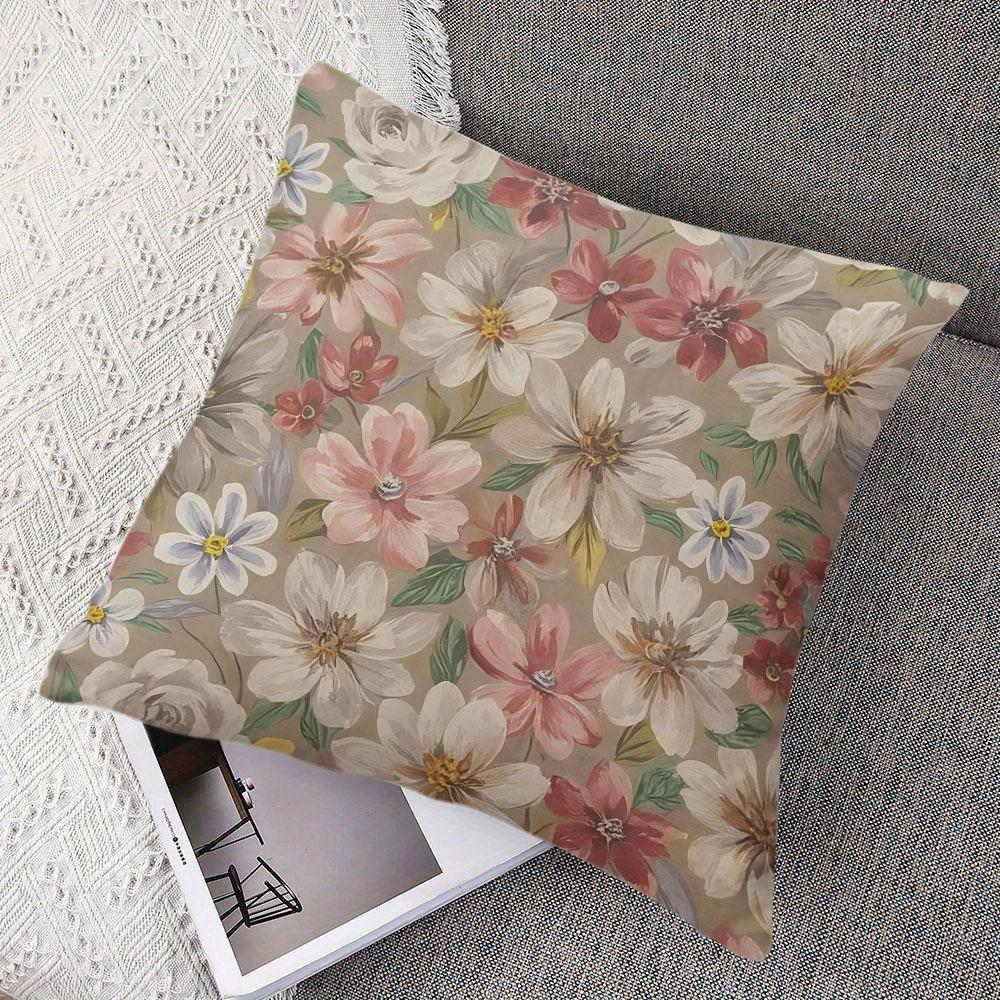 Muted Floral Square Jacquard Pillow Cover for Sofa Office Waist Cushion Cover Home Decorative Pillowcase
