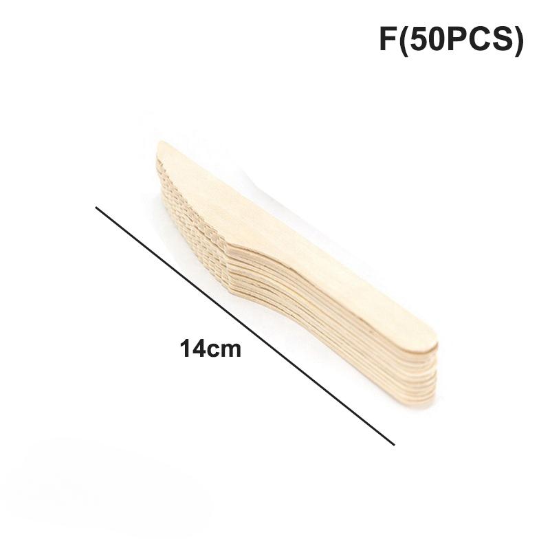 50/100pcs Disposable Wooden Mini Forks Spoons Knives Wooden Tableware Suitable For Parties Camping Banquets Weddings Picnics