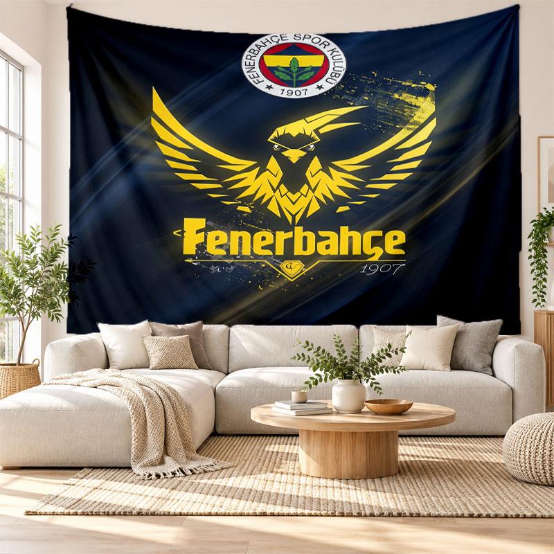 Arazzo da Parete FC Fenerbahçe, Appeso da Parete in Tessuto Morbido, Sfondo Decorativo per Camera da Letto Arte da Parete per la Casa