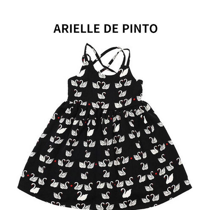 French Arielle De Pinto Girls  Beautiful Backless Dress, Summer Sweet Girl Trendy Fashion Suspender Dress Black 90cm