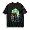 Halloween Cemetery Zombie Print T-shirt Spooky Casual Top Pure Cotton T-shirt