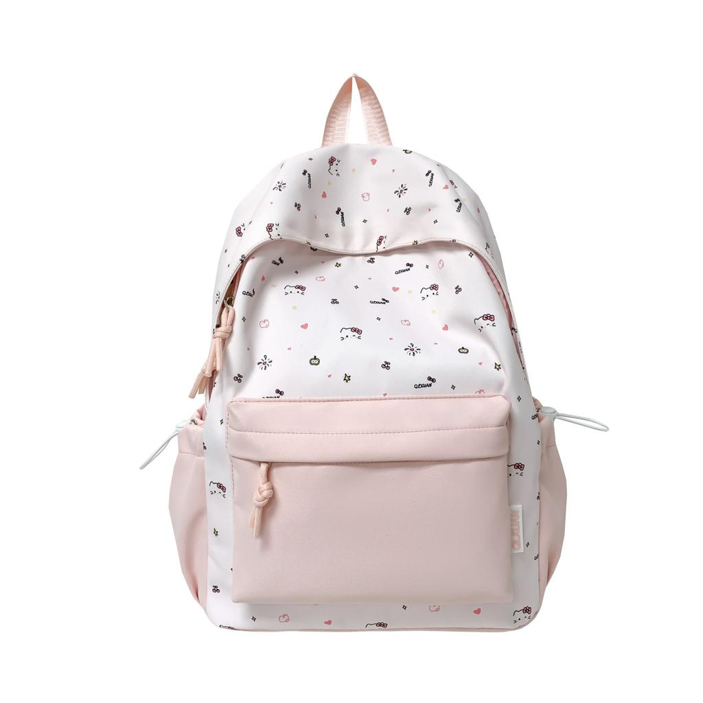 Schoolbag for girls, Korean style for middle and high school, lightweight and fresh backpack, large capacity cute girls' collegiate style backpack