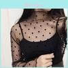 Women Mesh Top With Nylon Fabric Long Sleeve Sheer Lace Shirt For Spring Summer Fashion