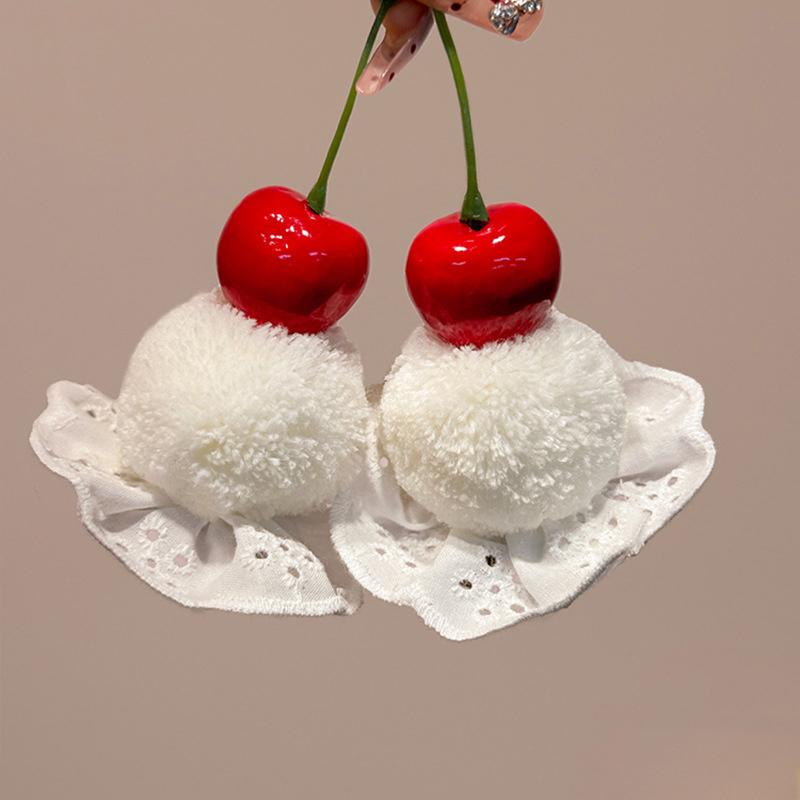 Roztomilé sponky do vlasů ve tvaru třešňového dortu pro ženy, dívky, sladké děti, podzimní/zimní plyšové vlasové doplňky, studentské dárky