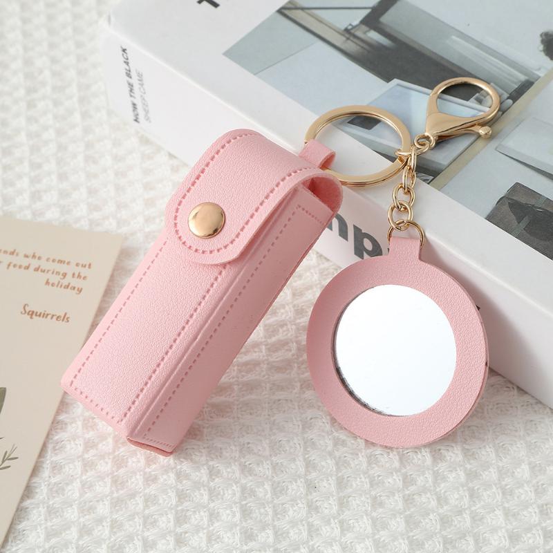 Travel Lipstick Bag with PU Leather Keychain Holder Keeps Lip Balm Safe and Accessible