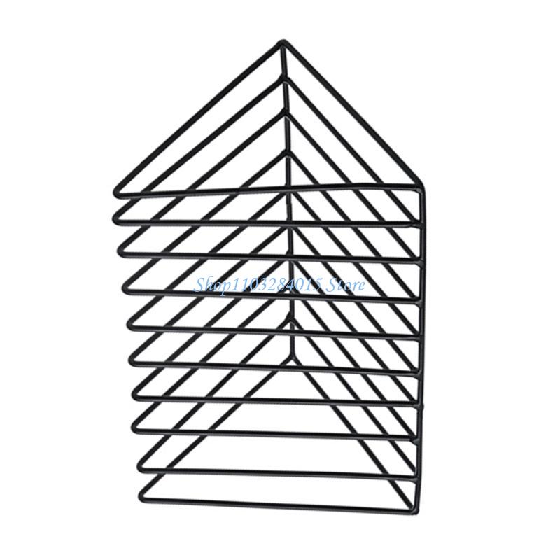 R6FF Desktop Book Organizers Magazine Rack Triangular Metal Book Rack 9 Compartments Bookend for Book Magazine Document
