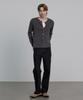 DECOROSO Mix Ribbed Round Cardigan [Charcoal]