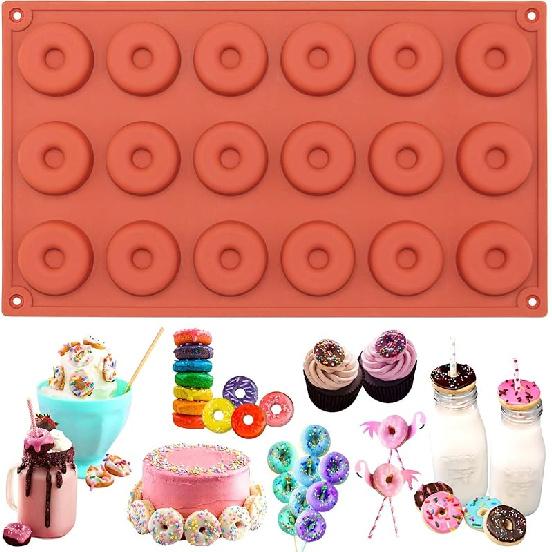 Funshowcase Mini Donut Silicone Mold 18 Cavity 12x7x0.4   Mini