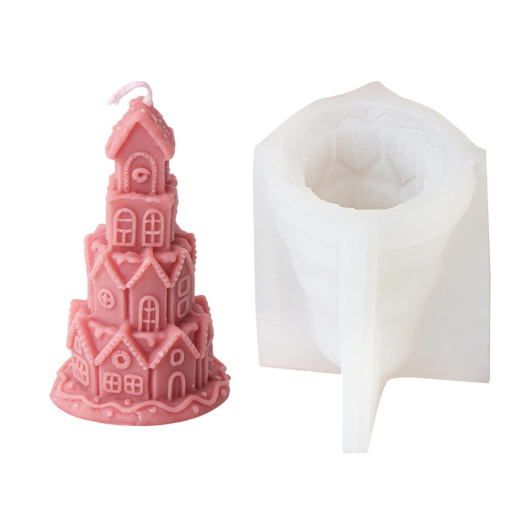Silicone Moulds House Shape Candle Molds Ornament Christmas House Castings Molds Plaster Molds Epoxy Resin Molds
