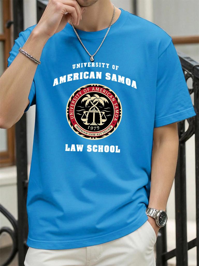 American Samoa Law School Print Men T Shirts AllMatch Cotton TShirt Casual Crewneck Loose Streetwear Man Summer Basics Top