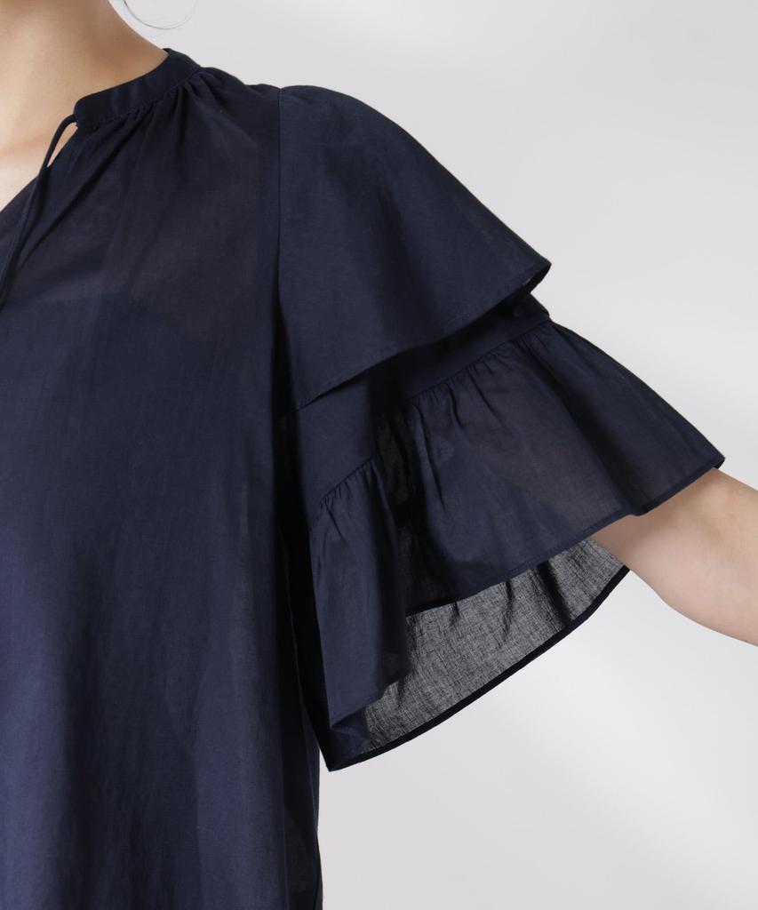 Nano Universe Made In India Cotton Frill Sleeve F Blouse, Women's, 081, L. Purple, 669-5121300