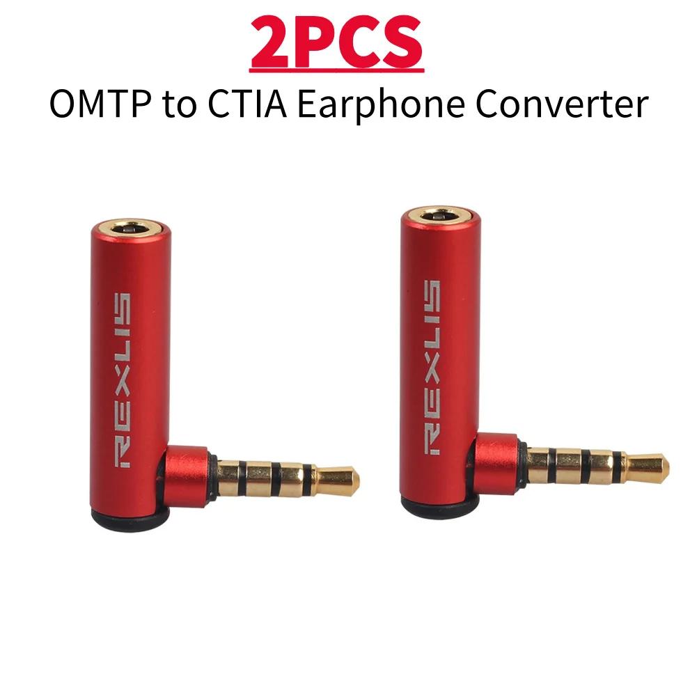 REXUS 3.5mm Jack 90°Universal Aux Male to Female OMTP to CTIA Earphone Converter Stereo Adapter Universal 1/2/5PCS
