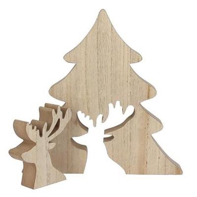 Decorative Fir Tree - MEGACREA DIY - Removable Deer - 60 Cm - Wood - Interior