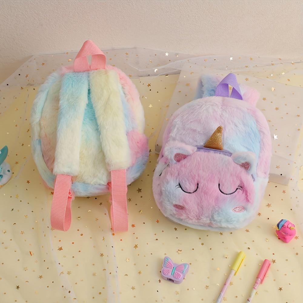 Unicorn Preschool Plush Backpack Toddler Animal Rainbow Color Schoolbag Lunch Backpack For Kids Boys Girls Kindergarten Student