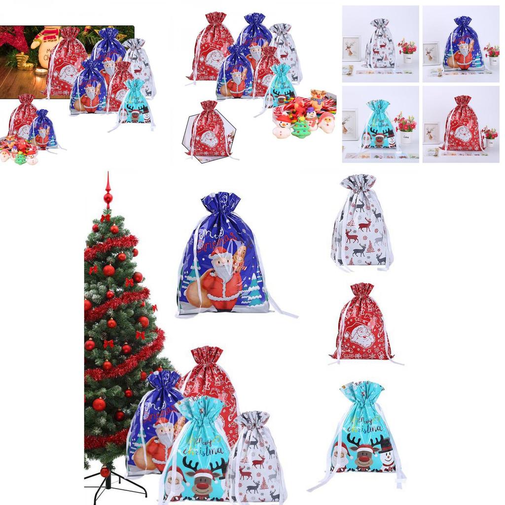 Säcke Weihnachten Groß Wiederverwendbar Kordelzug Umhüllung Geschenk Geschenk Party Weihnachten Taschen