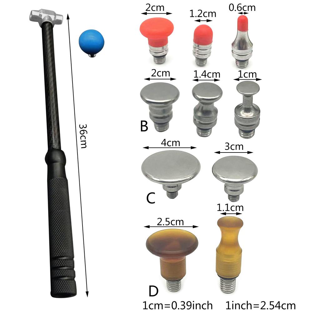 Werkzeuge zur Dellenentfernung ohne Lackieren für Karosserien, Aluminium-Dellenhammer mit Spitzen, Tap-Down-Tools, Dellenreparatur-Sets