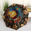 Sun MandalaThemed Automatic Opening and Closing umbrella - 8 Ribs, Suitable for Leisure and Going Out, Outdoor Accessory, Gothic Style, Fash