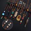Boho Lucky Gift Party Handmade Mala Wood Bead Nepal Necklace Buddhist Horn Fish Pendant