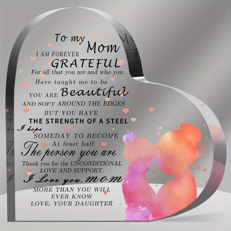 

Mom s Love from Daughter, Heart Keepsake in Acrylic, Meaningful Table Decor, Thoughtful Gifts for Mother s Birthday чистый