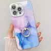Suitable for IPhone16 Electroplated Phone Case, Apple 15promax Marble-patterned Ring Stand Cover