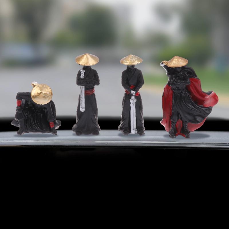 4Pcs/Set Resin Mini Figures Model Ancient Japanese Chinese Ninja Samurai Warrior Modeling Cool Miniature Car Decoration Gifts