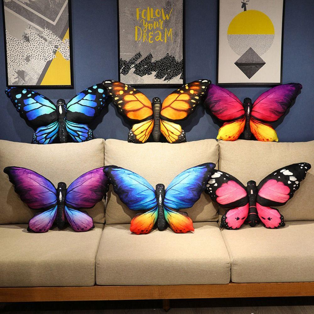 

Room Decor Animal Throw Pillows Simulation Stuffed Cushion 3D Butterfly Pillow Animal Plushies Pink