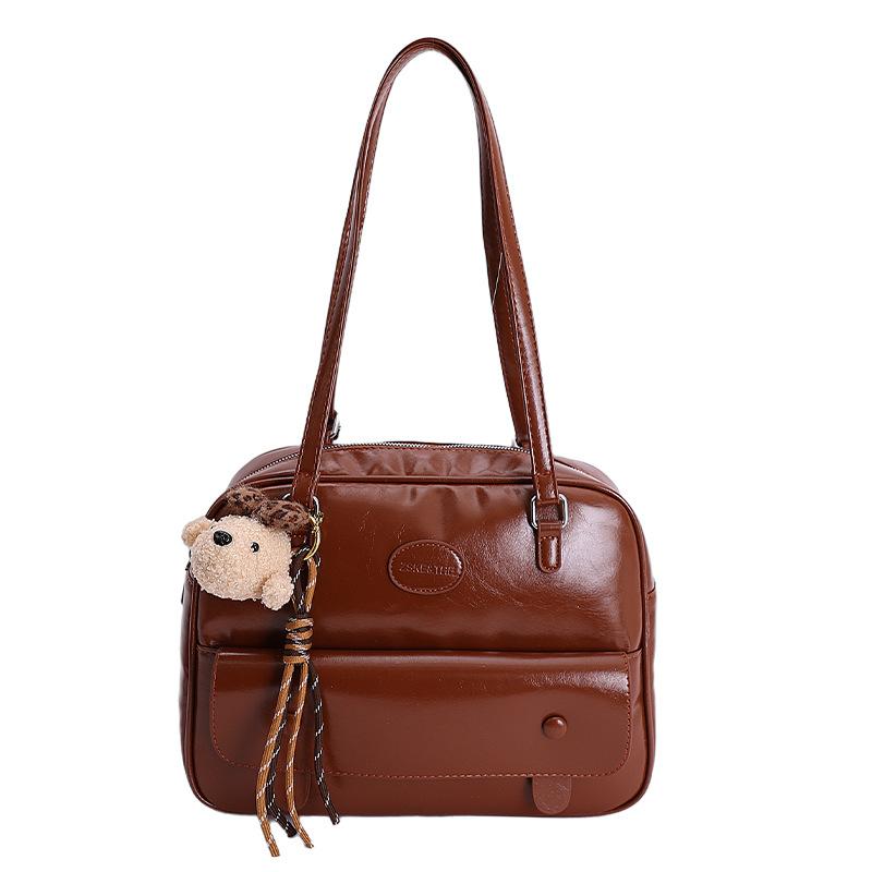 

New women s backpack simple solid color foreign style large capacity backpack to work commuting travel bag No pendant model коричневий