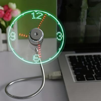 Kompaktní USB ventilátor s hodinami 1ks LED displej času, Mini flexibilní chlazení, Ovládání spínačem, Energeticky úsporný.