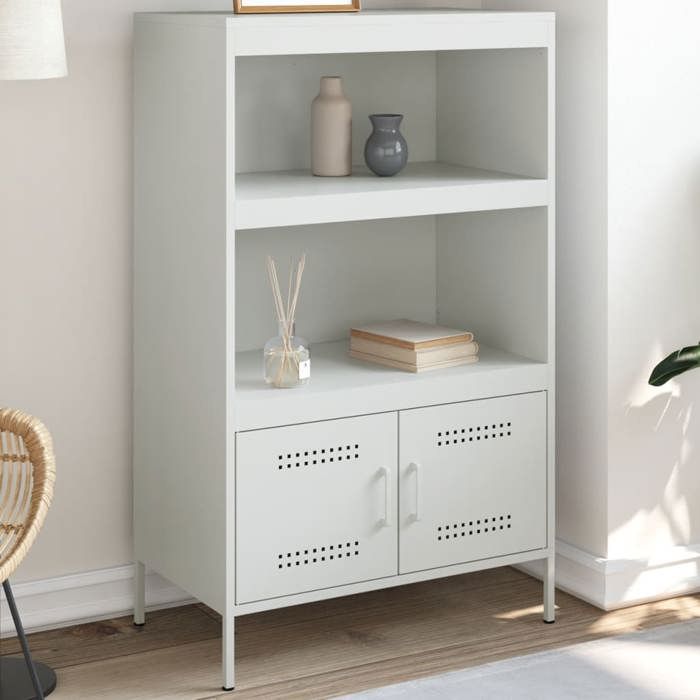 VidaXL Highboard White 68x39x113 Cm Steel, Buffet, Cupboard, Sideboard, Cabinet, Storage Cabinet, Cabinet 842975