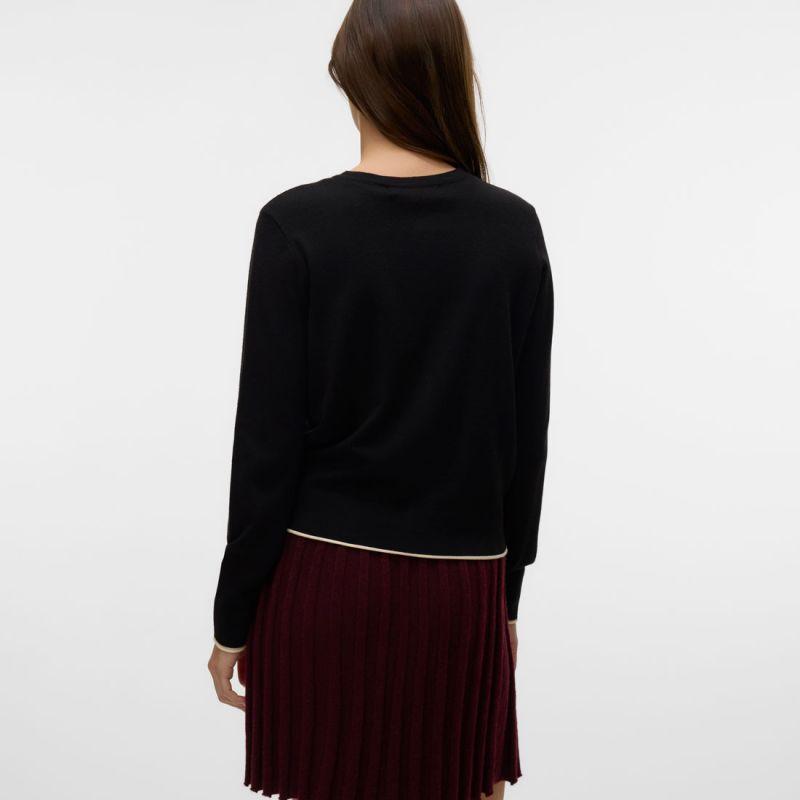 Gilet breeze col rond noir avec liseré blanc regular fit Femme VERO MODA