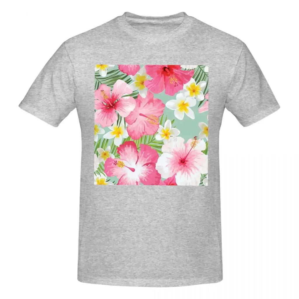 100 Cotton Tropical Hibiscus And Plumeria Flowers Tshirt Unisexs Funny Oversized T Shirt Unisex Oneck Summer Shirts Tops S6xl