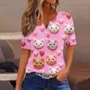 Women's T Shirt Tee Print Button Short Sleeve Daily Weekend Fashion Basic V, Neck Regular Top Valentine's Day
