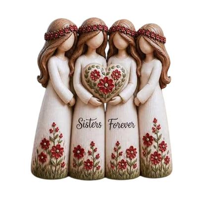 Sisterhood Statue, Sisters Forever Handcrafted Resin Sculpture with 2, 3, 4 Sister Figurines, Friendship Gifts for Women