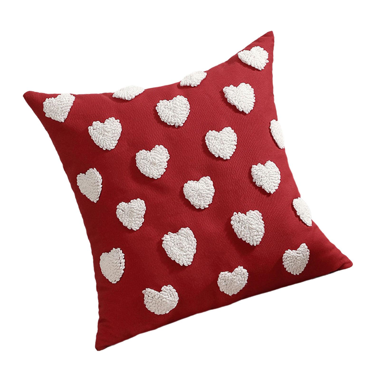 

Love Heart Embroidery Pillow Cover, Polyester Cotton Cushions Case for Home and Office Decoration