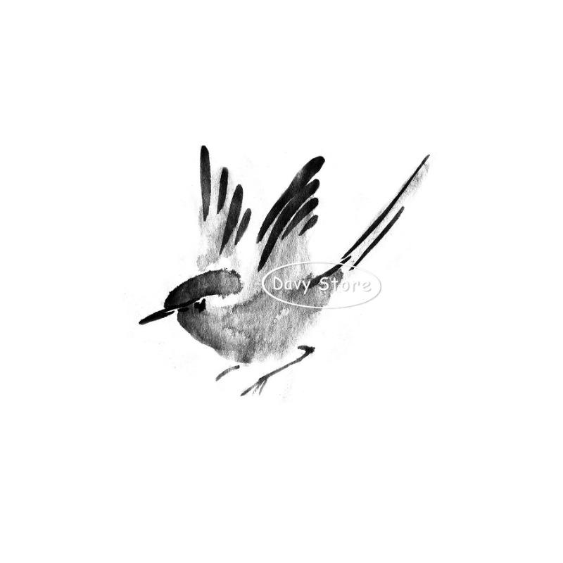 Japanese Style Watercolour Bird Prints Black and White Bird Poster Canvas Painting Wall Art Picture for Living Room Home Decor