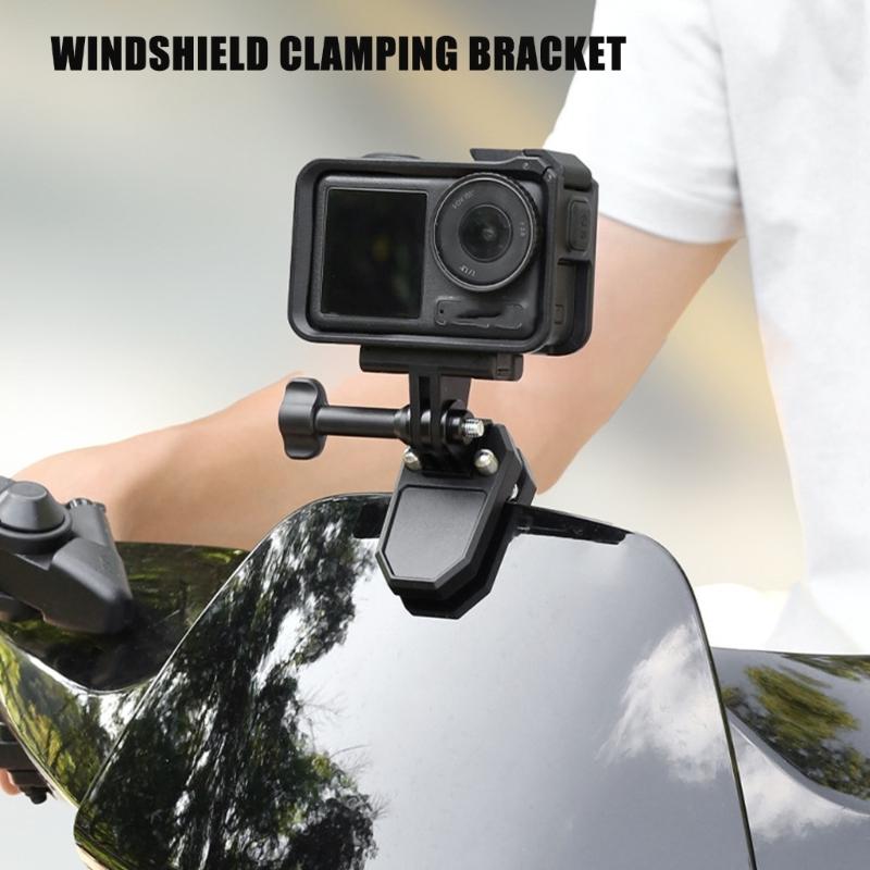Aluminum Alloy Motorcycle Camera Mount With AntiVibration Windshield Clamp Mounts Compatibility for Action 5Pro/4/3