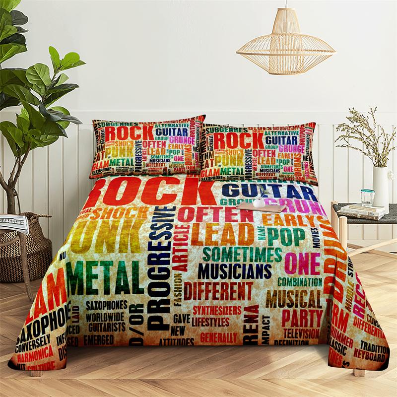 Lover Partner Bedding Sheet Fashion Printing Polyester Queen King Bed Flat Sheet with Pillowcase Print Bedding Set Bed Sheet