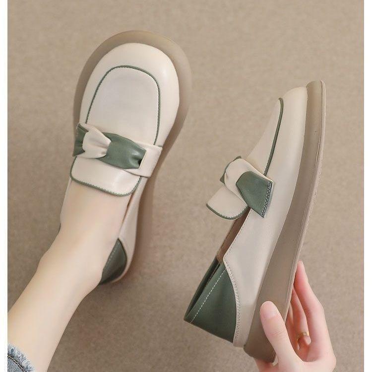 Le Fu Shoes Women 2025 Spring and Autumn Fashion Versatile Thick soled Small Leather Shoes Pregnant Women Single Shoes Women