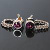 Cufflinks Amethyst and Swarovski Cufflinks with Chain [Kamakura Workshop]