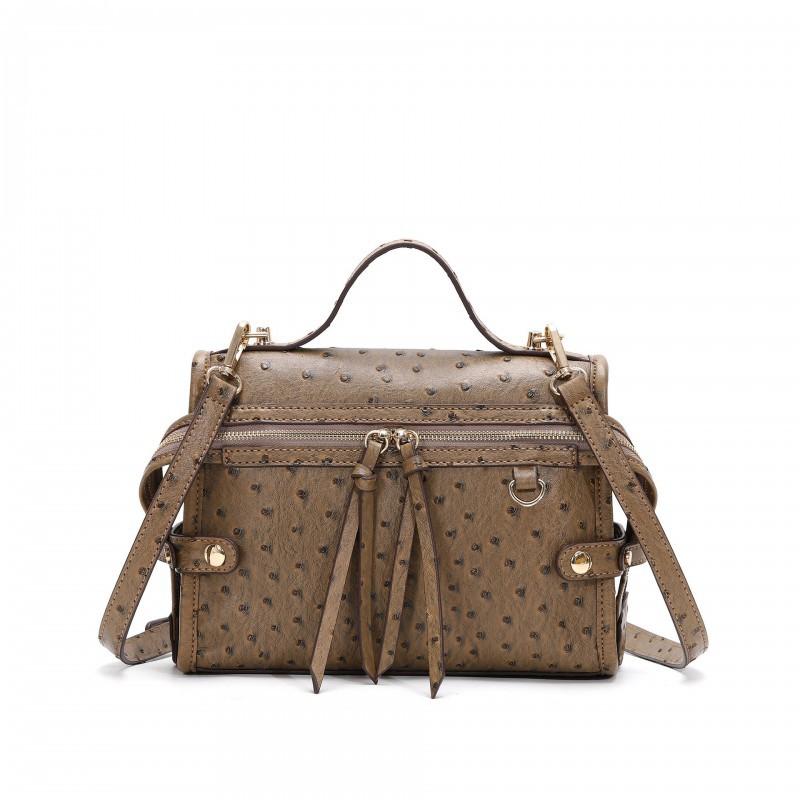 

Retro Cross-border Bag 2026 Trendy Portable Lunch Box Fashionable Large-capacity Ostrich Pattern Square коричневий