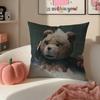 Movie TedTeddy Bear Cute Cushion Cover Pillowcase Short Plush Invisible zipper Room Sofa Cushion Cover