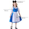 Lolita Cute Girl Cosplay Maid Blue Dress Headwear Outfis Fancy Masquerade Costume Halloween Carnival Festival Party