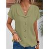 JPNTKY Women's Fashion Casual Solid Color Print V-Neck Short Sleeve Blouses & Shirts