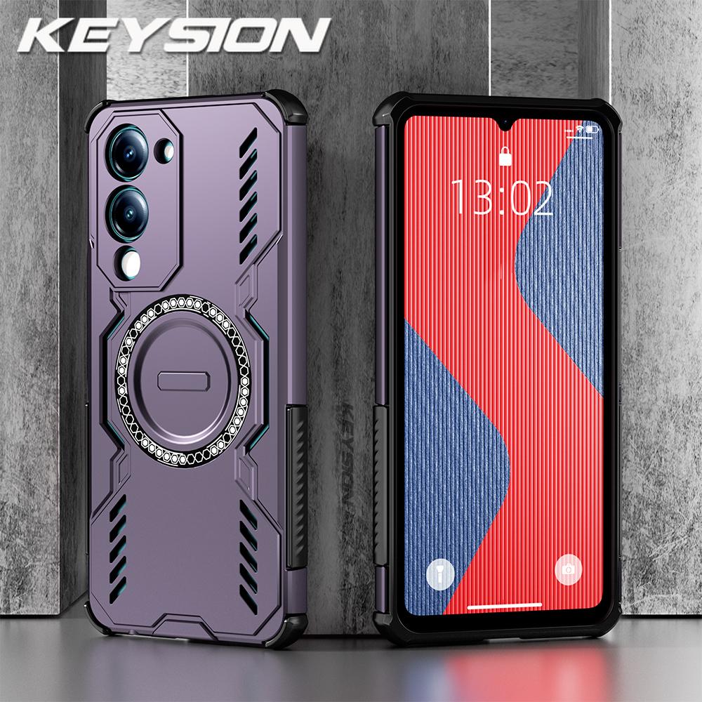 

KEYSION Hollow Heat Dissipation Case for VIVO Y04 Silicone+PC Magnetic Cooling Shockproof Phone Back Cover for VIVO Y29t Y29s 5G for VIVO Y29s 5G фиолетовый