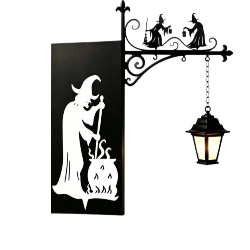 Mini Library Lantern Decorative Bookshelf Lamp Decoration,Halloween Witch Hanging Vintage Metal Divid Lamp with Bulb