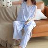 Summer Thin Sleeveless Pajamas Women's Cotton and Silk Floral Lace Wide-leg Pants Loose and Cool Loungewear Can Be Worn Outside Set