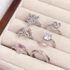 Pink Sweet Girl Love Zir*****Pen Ring Niche Design Simple Fashion Light Luxury High-End Accessories Women