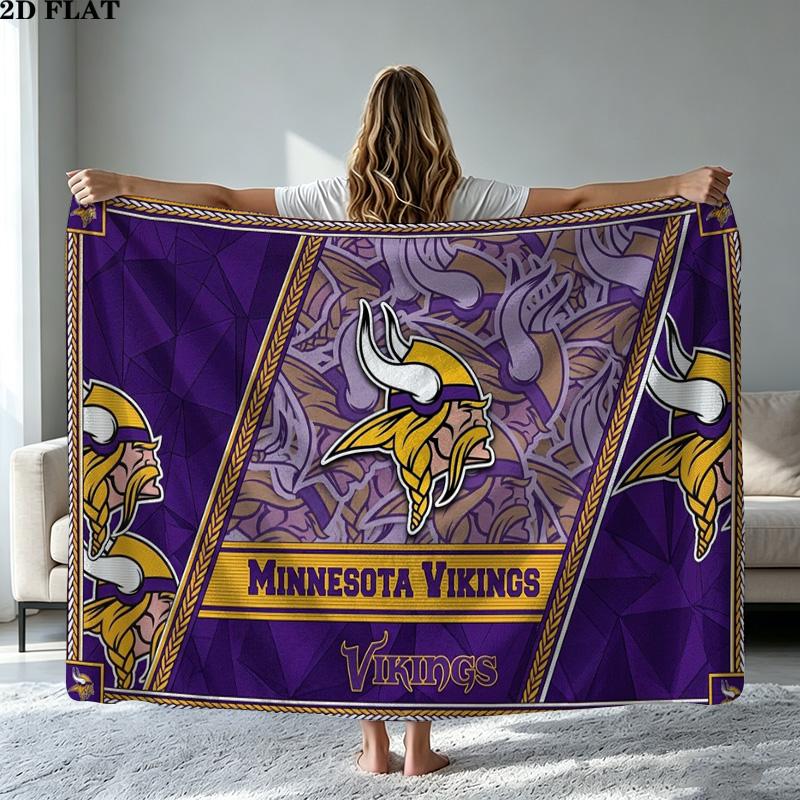 Minnesota Vikings Print Flanelovádeka Vysoká Kvalita Teplá Pohodlná Přikrývka pro Všechna Roční Období Perfektní jako Dárky Domácí Dekor