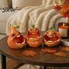 Resin Pumpkin Storage Bowl Big Mouth Box, Halloween Figurine Jewelry Tray, Holiday Desk Ornament Trinket Keys Candy Holder for Home Office Decor