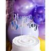 Cake topper en carton happy birthday argenté métallisé 22,5 cm - argent